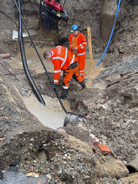 Jumbospolbilen räddar schaktjobb i Huskvarna